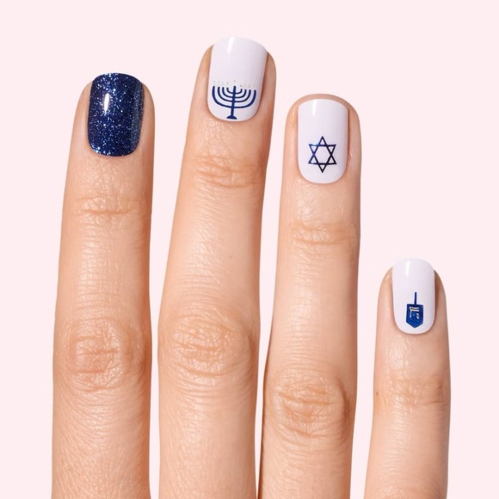 Dashing Diva nwt Holiday Gloss Gel Nail Polish Strips - Hanukkah Dreidel menorah